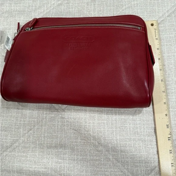 Coach Red Leather Toiletry Bag - Picture 2 of 5